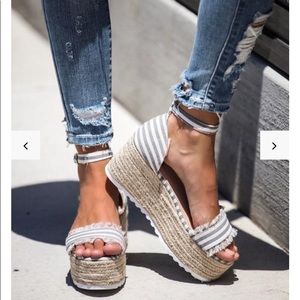 Vici Dolls striped platform espadrille sandals